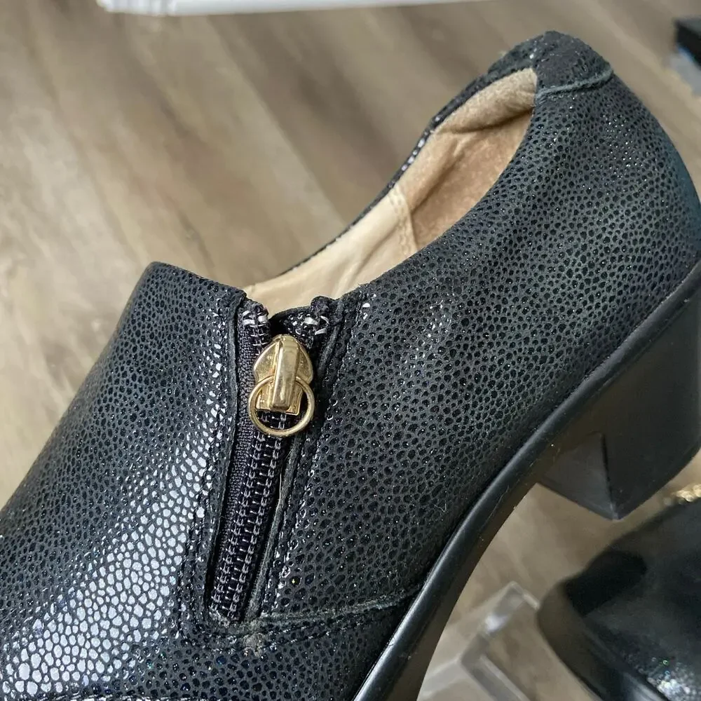 Alegria Hayli Heel Shoe Women Sz 40 EU 9.5 US Black Glitz Now or Never Leather